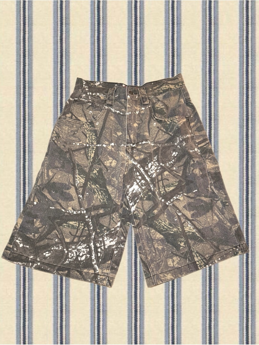 Jaded London Brown Green Camouflage Jean Shorts